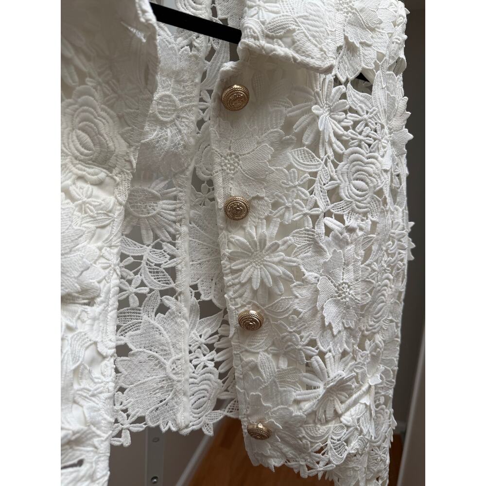 Generation Love Oliver 3D Lace Cropped Jacket White size XS - Picture 5 of 7